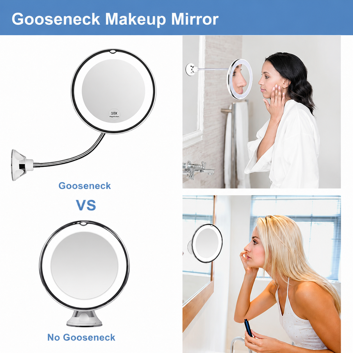 10X LED Magnifying Makeup Mirror 360° Rotation