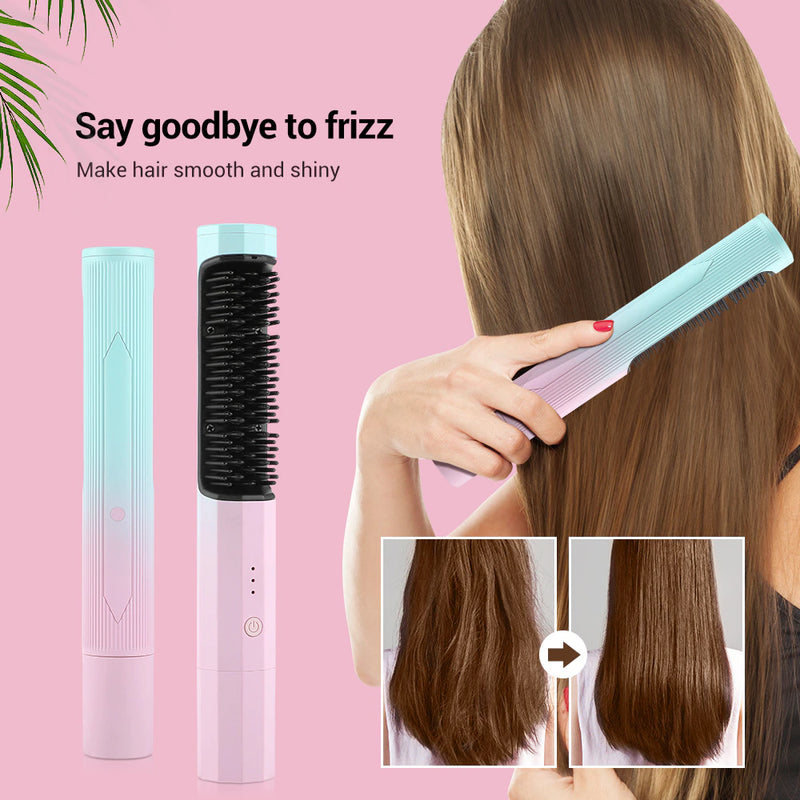 SILK ROLLA 2-In-1 Cordless Hair Straightener Brush