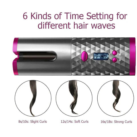 SILK ROLLA Portable Automatic Hair Curler with Adjustable Temperature and LCD Display