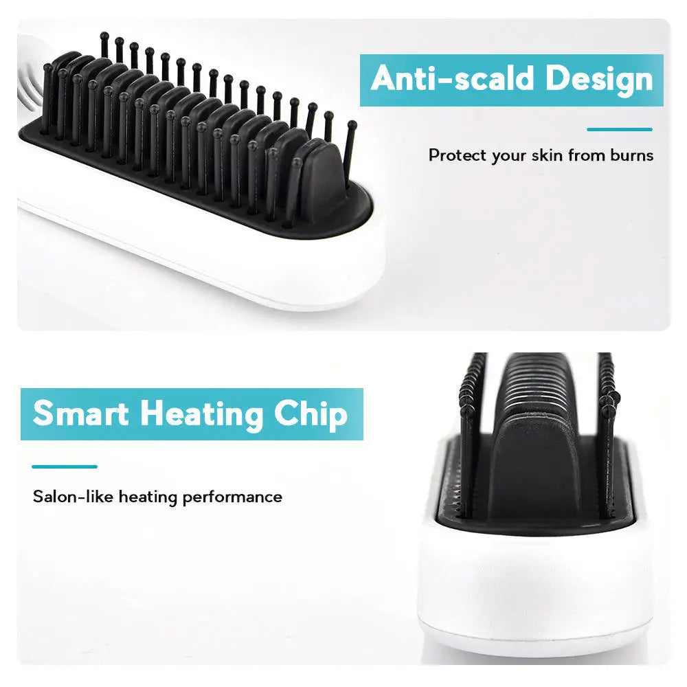 SILK ROLLA Wireless Ceramic Hair Straightener Brush