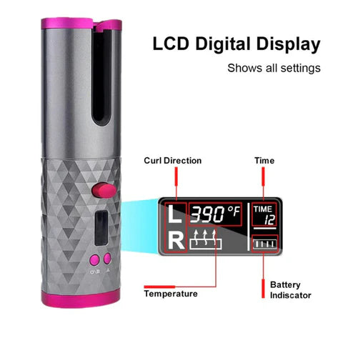 SILK ROLLA Portable Automatic Hair Curler with Adjustable Temperature and LCD Display