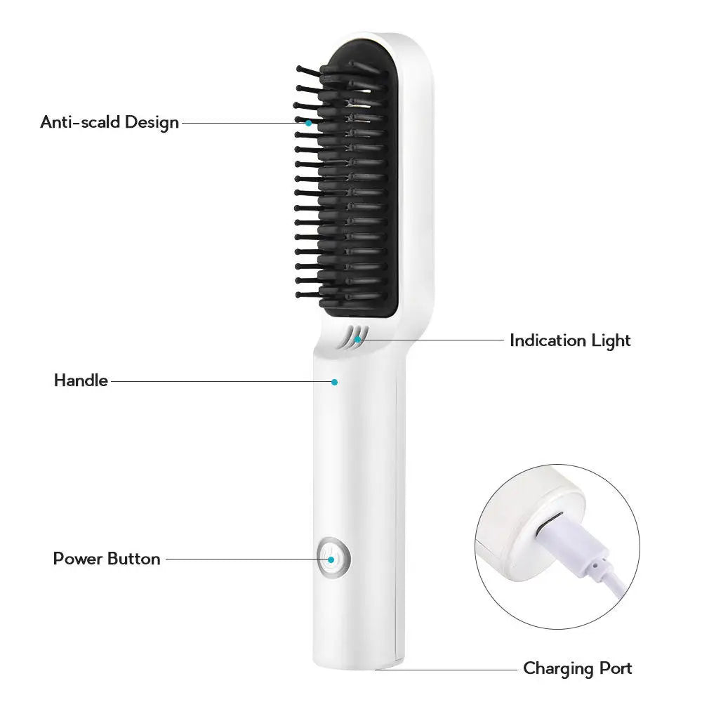 SILK ROLLA Wireless Ceramic Hair Straightener Brush