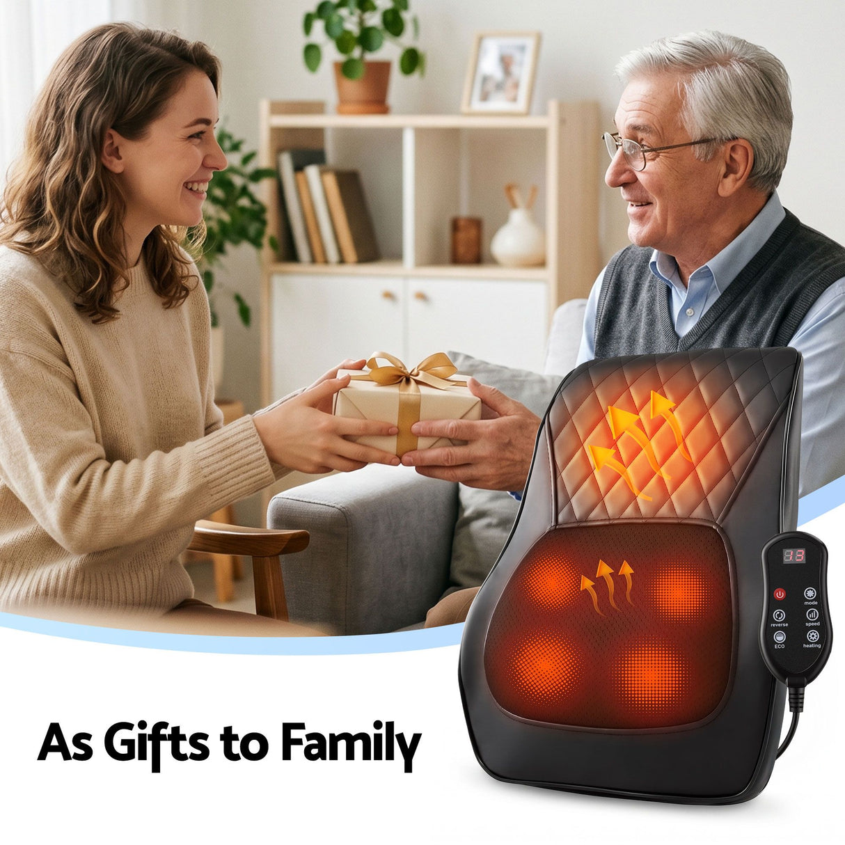 Heated Back Massager with Lumbar Support Cushion