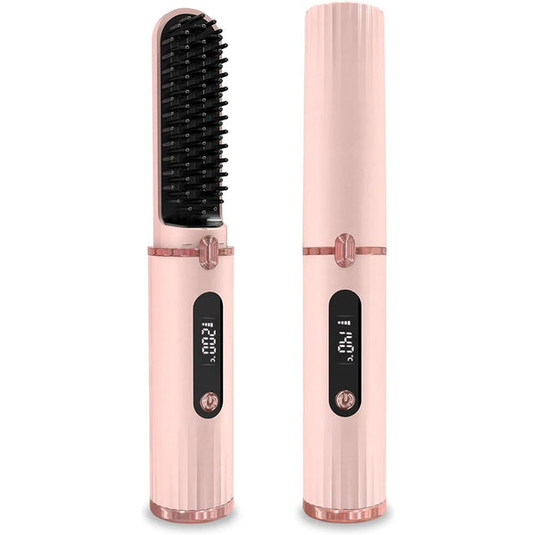 Professional Cordless Hair Straightener Brush With LCD Display