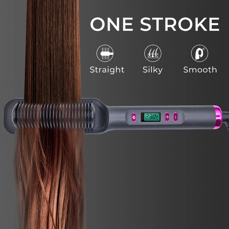 Silk Rolla Professional Hair Straightener Brush with LCD Display