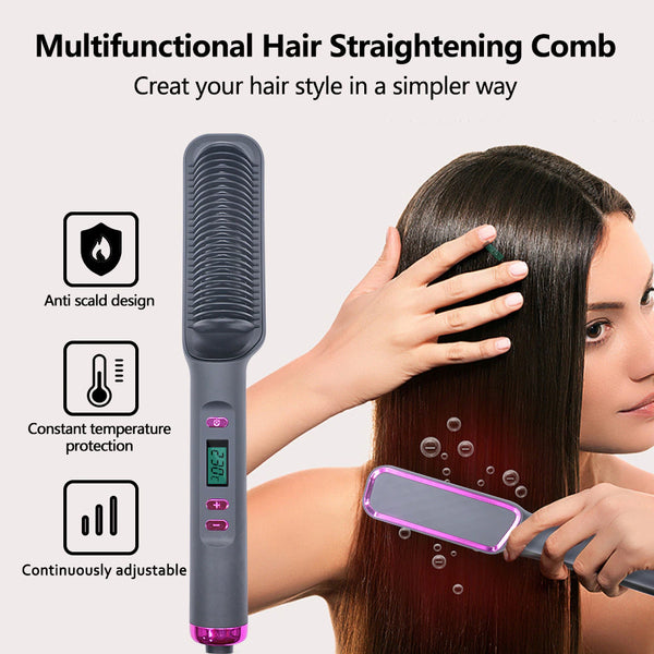Silk Rolla Professional Hair Straightener Brush with LCD Display