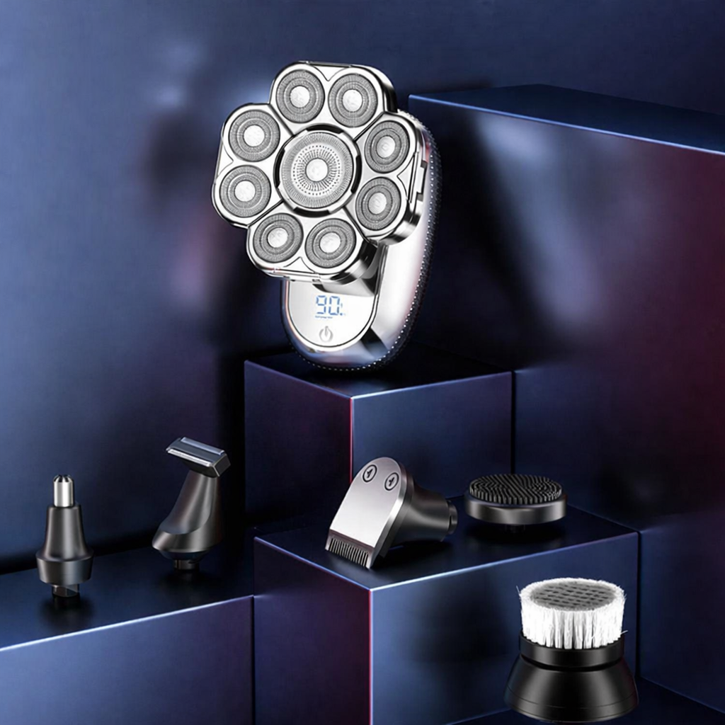 9-Blade Electric Shaver for Men – 6-in-1 Rechargeable Rotary Head Shaver Kit