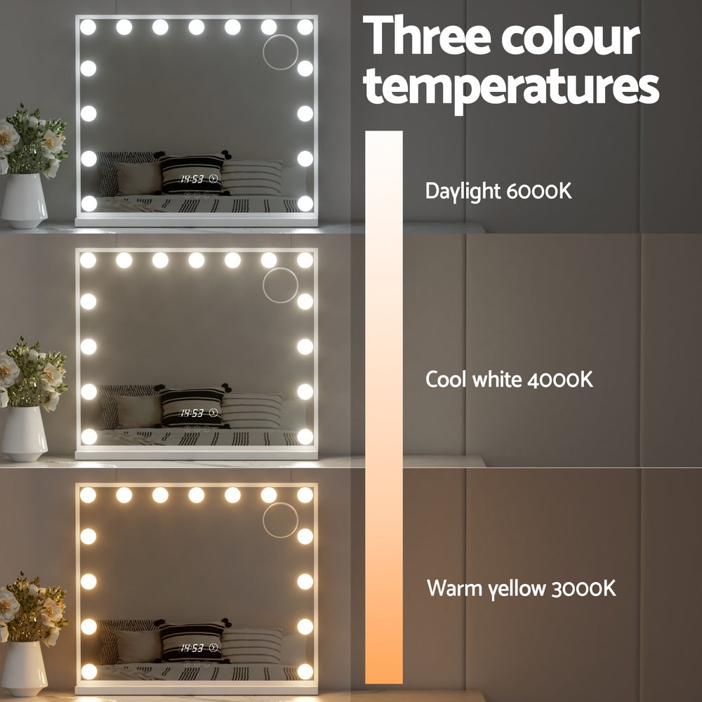 Embellir Makeup Mirror 60x52cm Hollywood Vanity with LED Light Tabletop