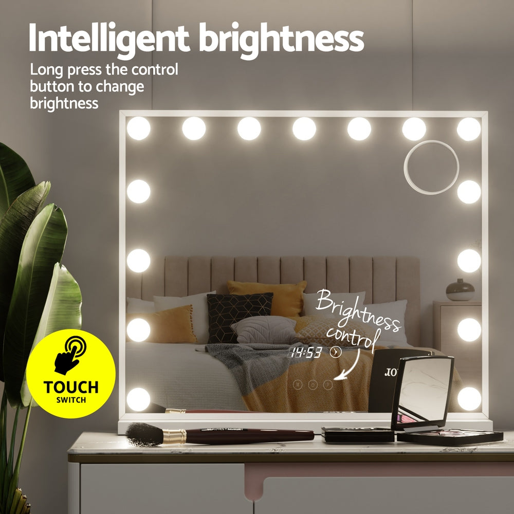 Embellir Makeup Mirror 60x52cm Hollywood Vanity with LED Light Tabletop
