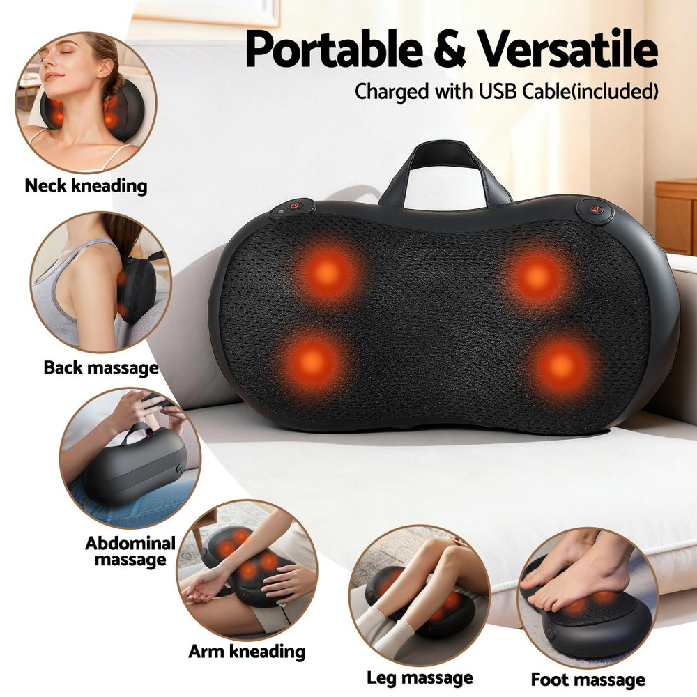 Heated Neck & Back Massager – Shiatsu Kneading Massager