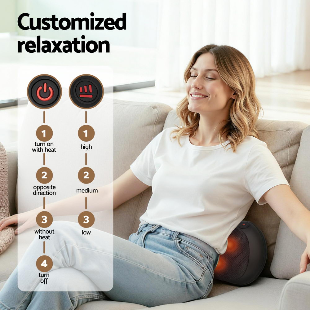 Heated Neck & Back Massager – Shiatsu Kneading Massager
