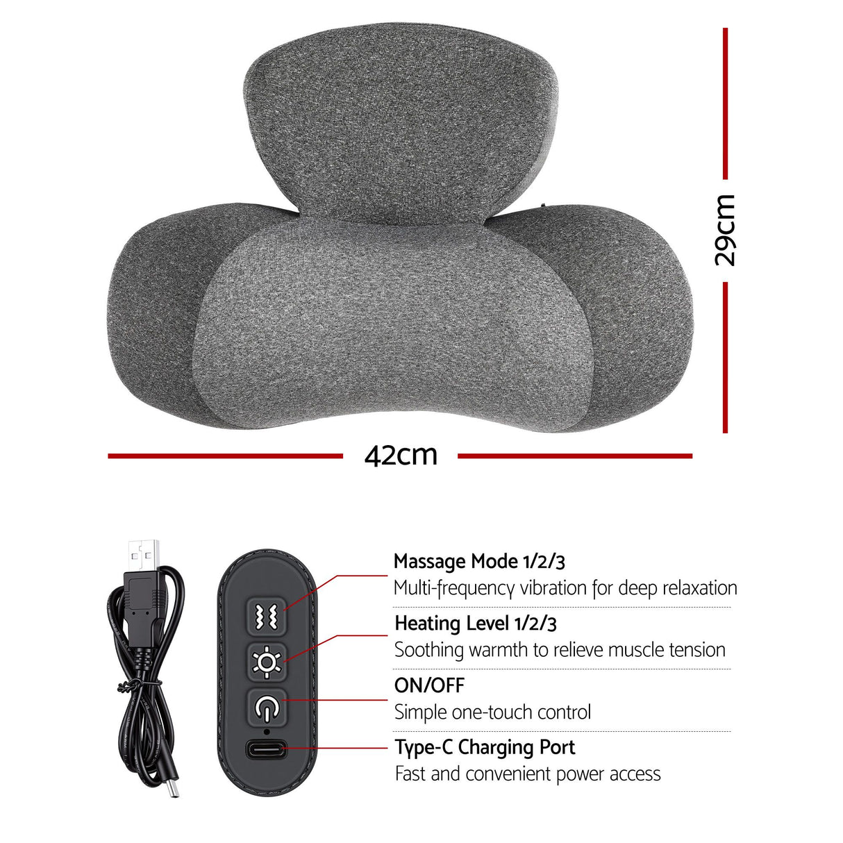 Rechargeable Heated Cervical Neck & Shoulder Massager Pillow