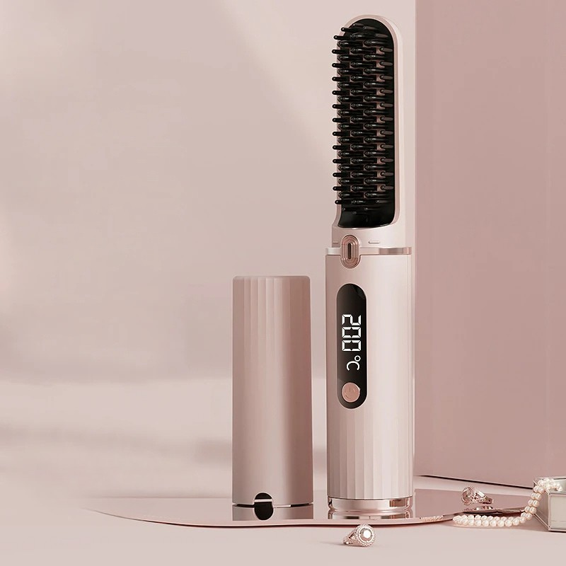 SILK ROLLA Professional Cordless Hair Straightener Brush With LCD Display - Silk Rolla