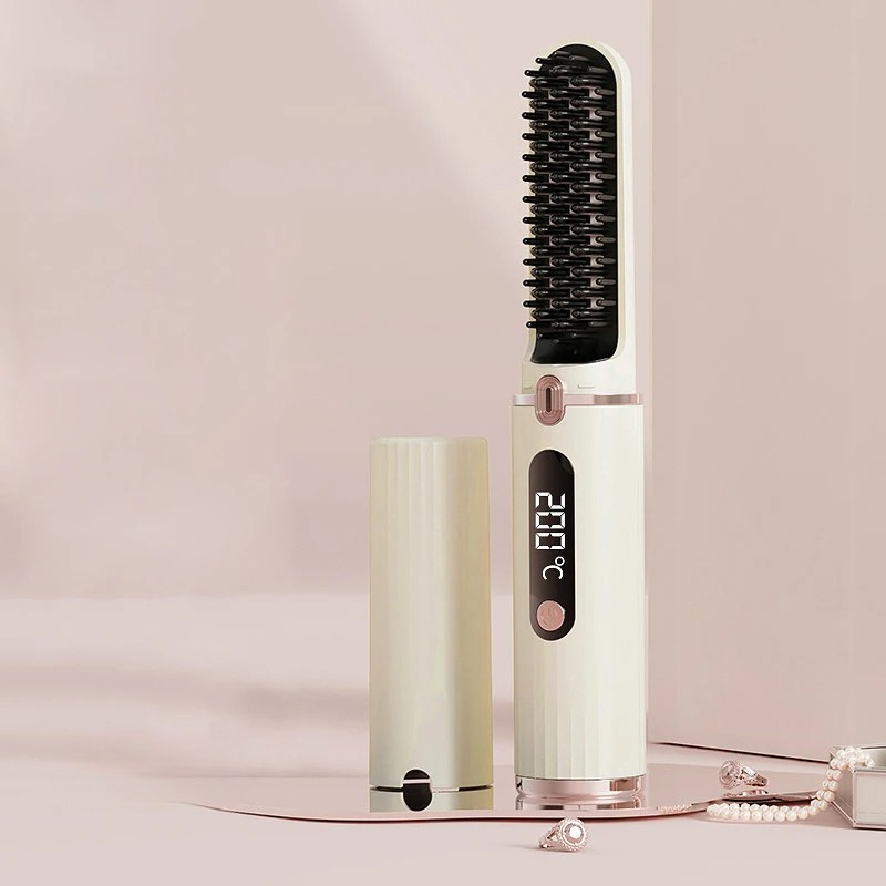 SILK ROLLA Professional Cordless Hair Straightener Brush With LCD Display - Silk Rolla