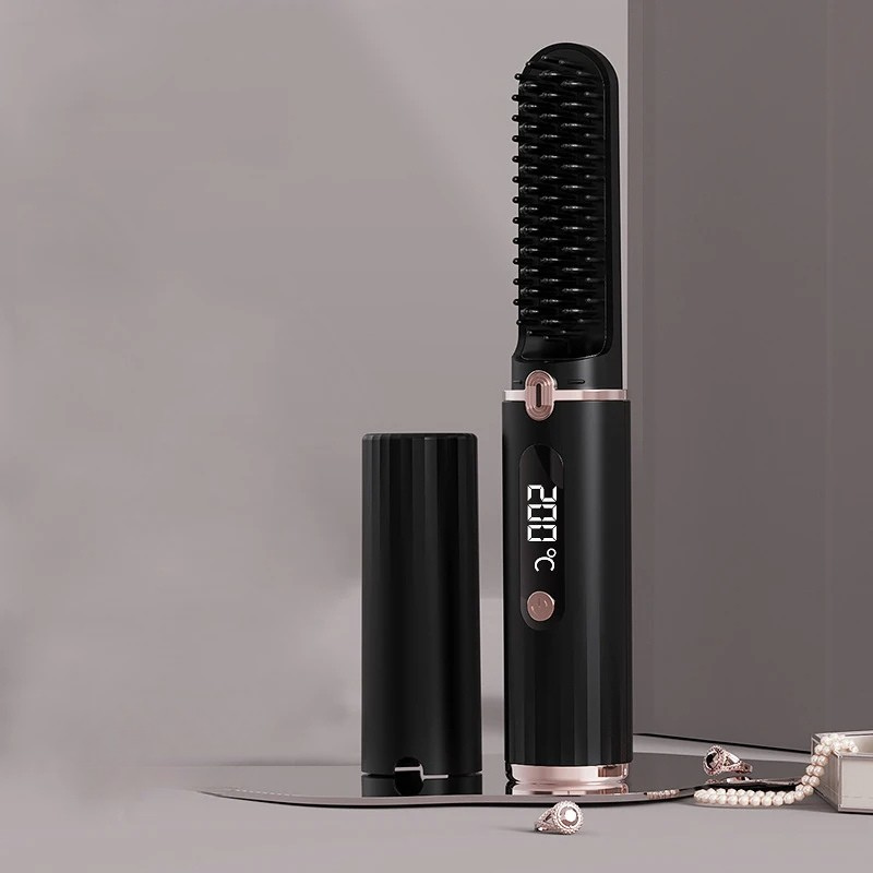 SILK ROLLA Professional Cordless Hair Straightener Brush With LCD Display - Silk Rolla