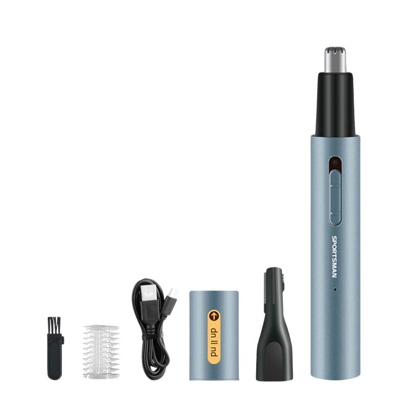 Electric Nose Hair Trimmer with Sideburn Cutter - Portable USB Rechargeable Grooming Kit