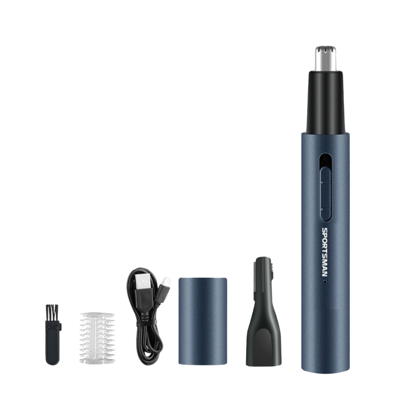 Electric Nose Hair Trimmer with Sideburn Cutter - Portable USB Rechargeable Grooming Kit