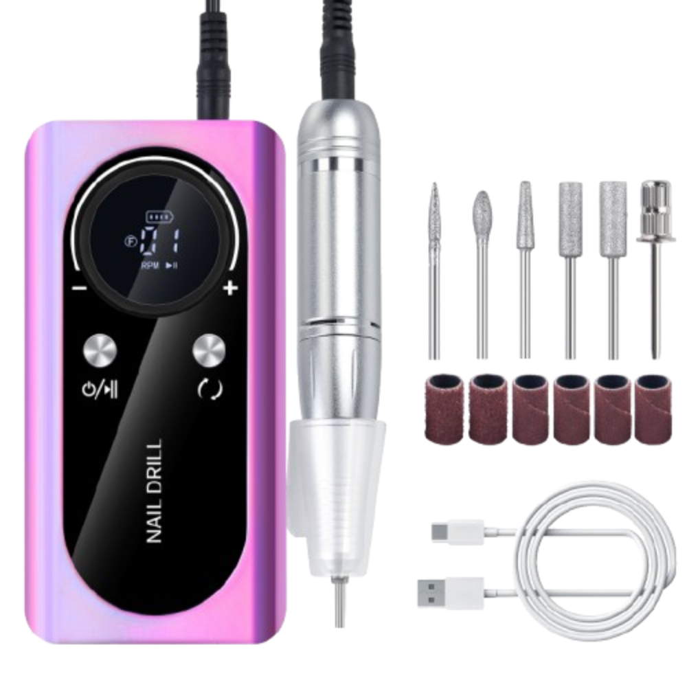 Professional Rechargeable Nail Drill, 45000RPM Portable Electric Nail File for Manicure & Pedicure