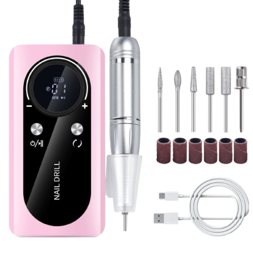 Professional Rechargeable Nail Drill, 45000RPM Portable Electric Nail File for Manicure & Pedicure