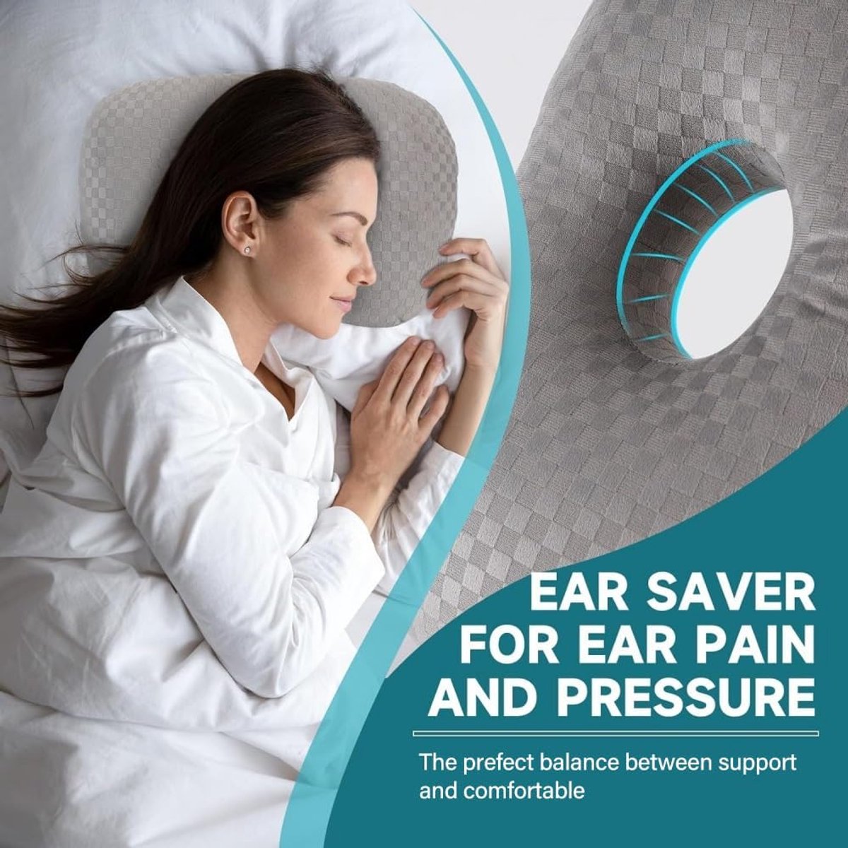 Adjustable Ear Support Pillow for Side Sleepers