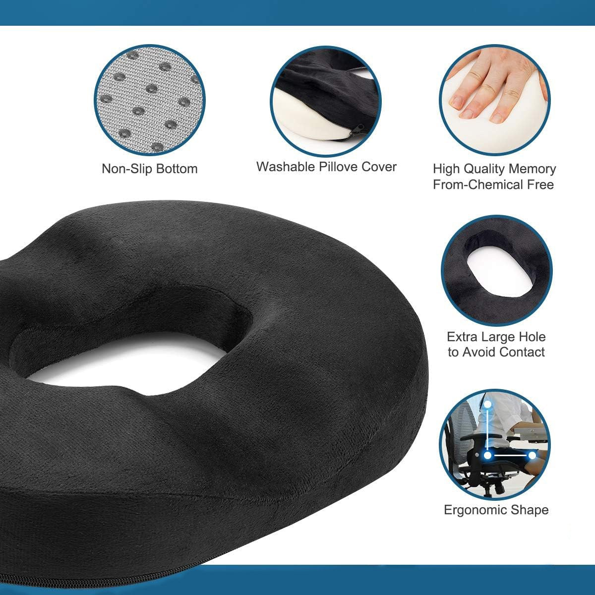 Orthopaedic Memory Foam Donut Seat Cushion