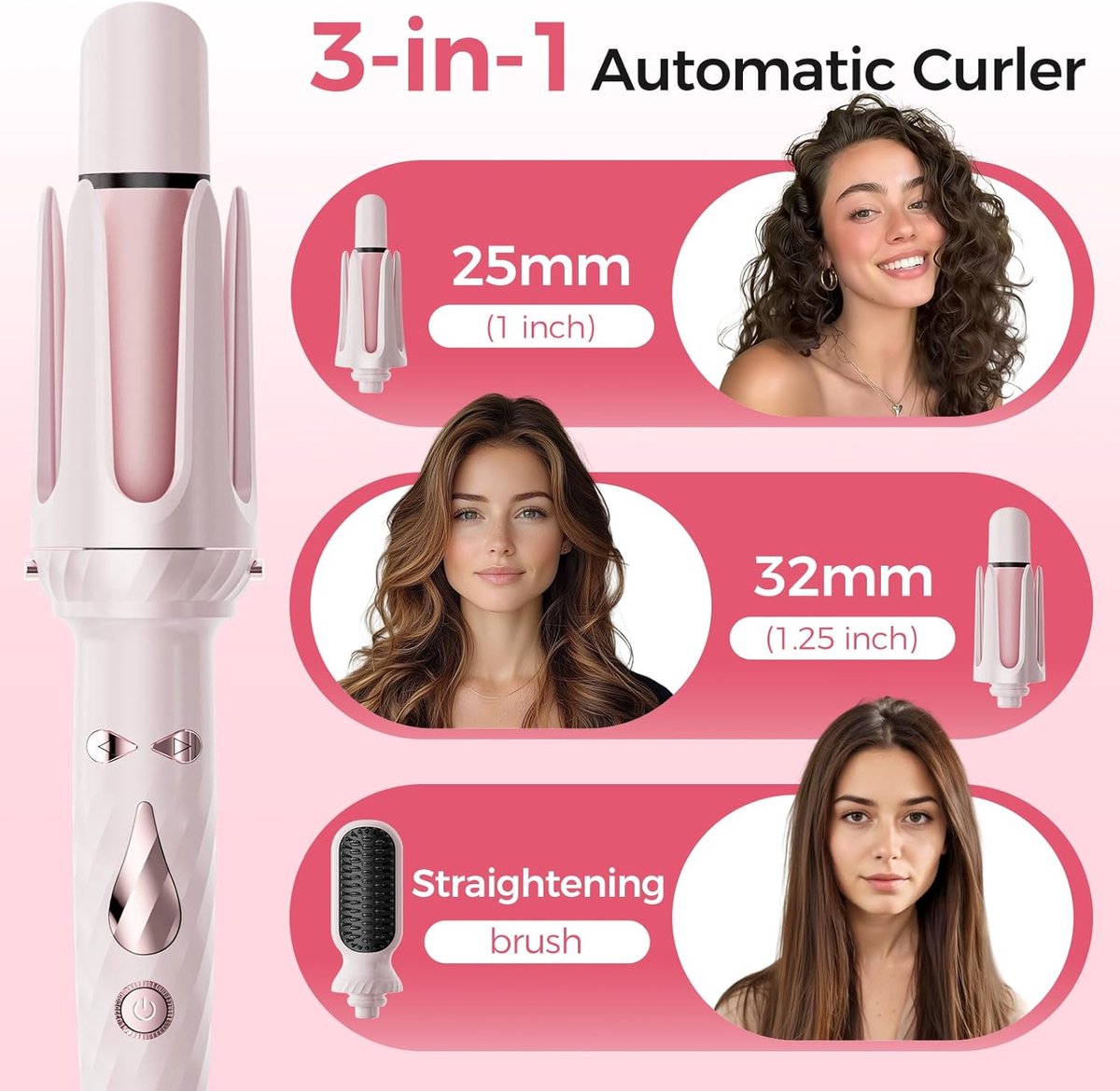 SILK ROLLA 3-in-1 Automatic Curler & Straightening Brush