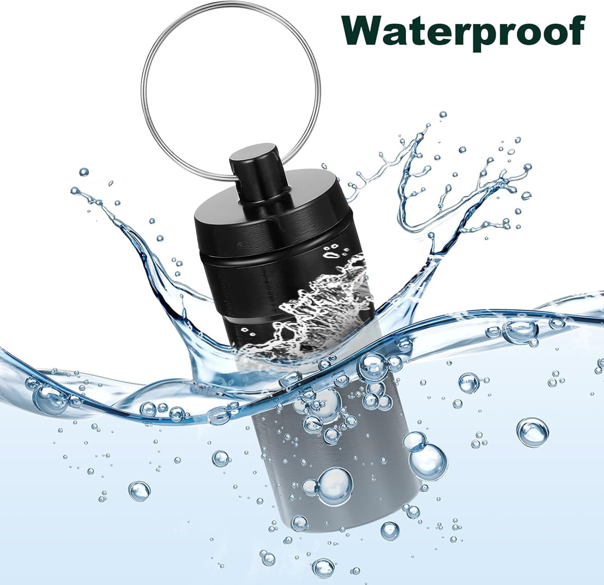 3 Pack Pill Fob Container, Waterproof Aluminum Pill Holder Keychain, Portable Mini Travel Pill Box, Nitroglycerin Pill Case for Pill Organizer Dispenser(Silver, Black, Red)