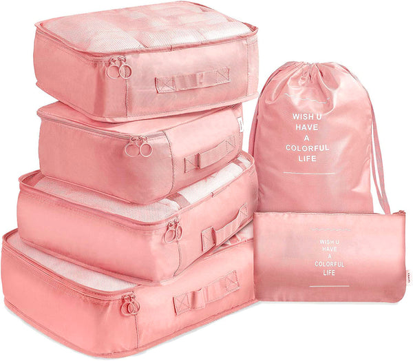 Waterproof Compression Packing Cubes Large Travel Luggage Organiser Storage 6 PCS