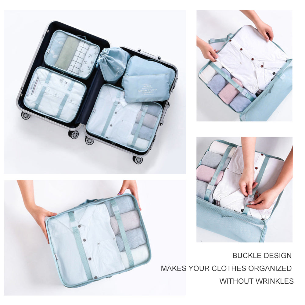 Waterproof Compression Packing Cubes Large Travel Luggage Organiser Storage 6 PCS