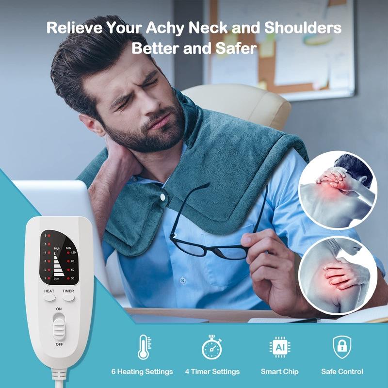 Electric Heated Neck & Back Shawl - Soft Warming Wrap for Pain Relief & Muscle Relaxation