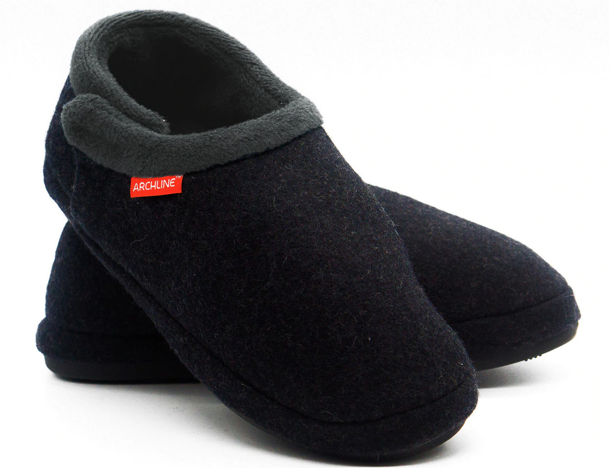ARCHLINE Orthotic Slippers CLOSED Arch Scuffs Orthopedic Moccasins Shoes - Charcoal Marle