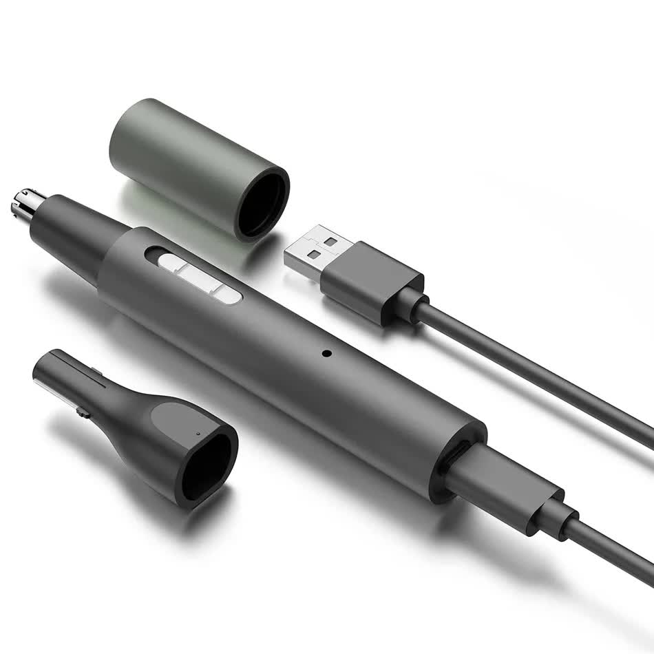 Electric Nose Hair Trimmer with Sideburn Cutter - Portable USB Rechargeable Grooming Kit