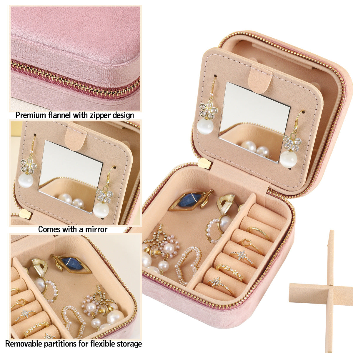 2-Piece Portable Travel Jewellery Box with Mirror