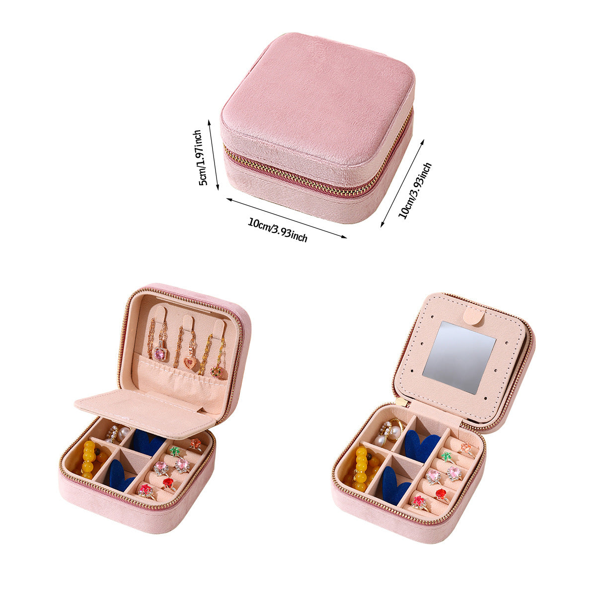 2-Piece Portable Travel Jewellery Box with Mirror