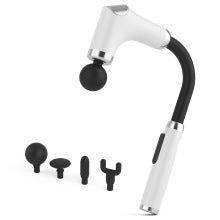 Long-Handle Percussion Massage Gun - Adjustable Speed Muscle Relief Massager with 4 Heads