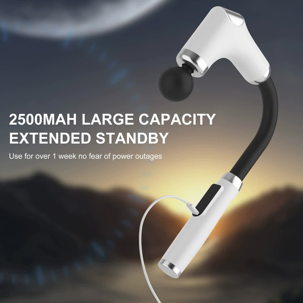 Long-Handle Percussion Massage Gun - Adjustable Speed Muscle Relief Massager with 4 Heads