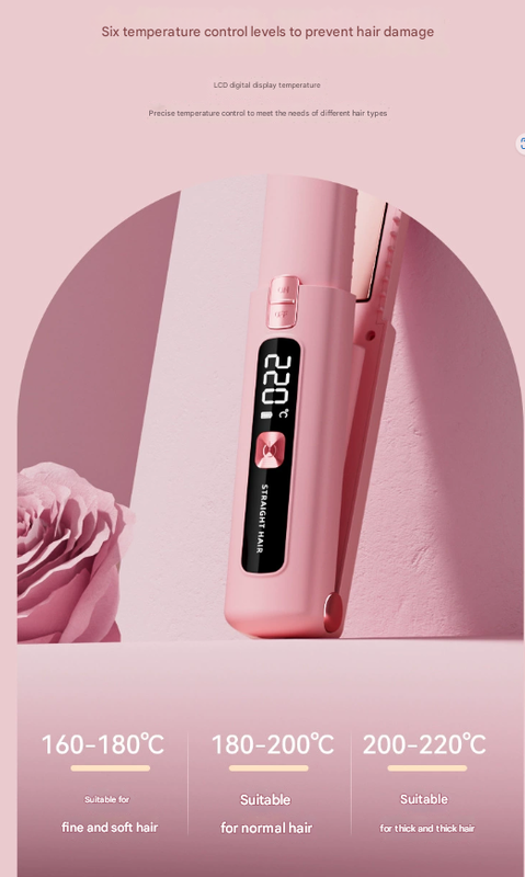SILK ROLLA Portable Hair Straightener – Cordless 2-In-1 Travel Hair Styler with LCD Display