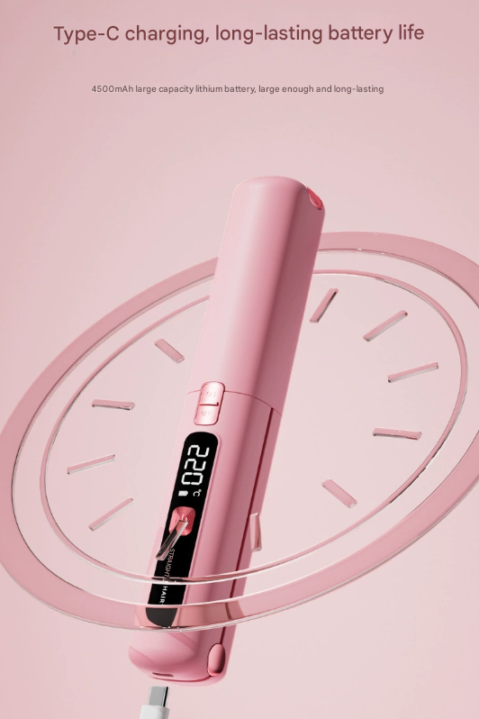 SILK ROLLA Portable Hair Straightener – Cordless 2-In-1 Travel Hair Styler with LCD Display