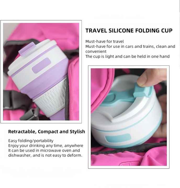 2-Pack Collapsible Silicone Coffee Cups 350ml | Portable, Food-Grade Travel Mugs Safe for Microwave & Freezer - Silk Rolla