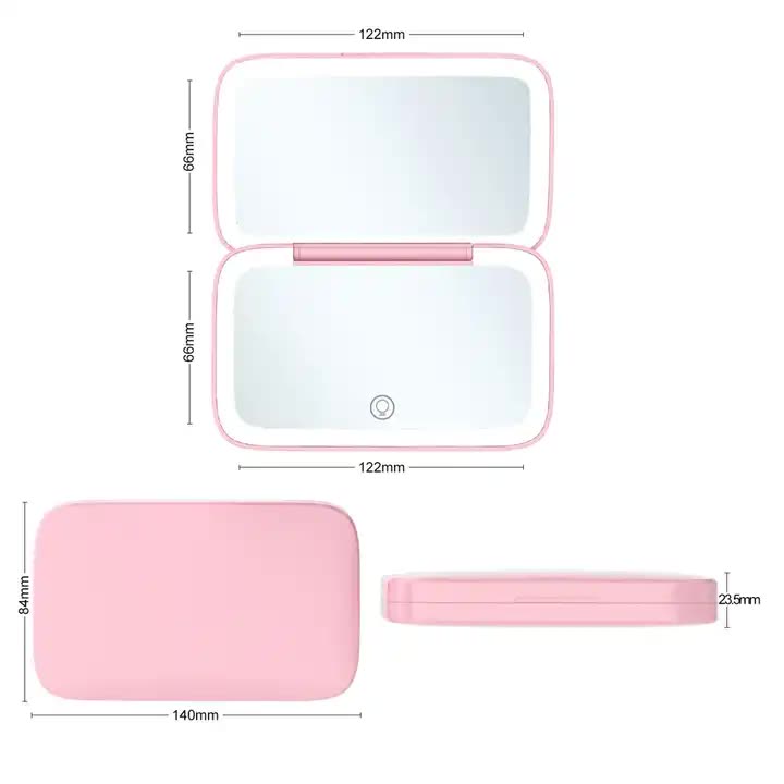 Portable Travel Makeup Mirror with LED Light