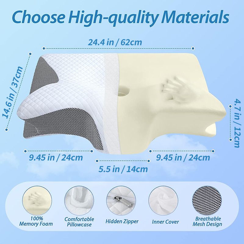 Butterfly Contour Memory Foam Neck Pillow for Side & Back Sleepers