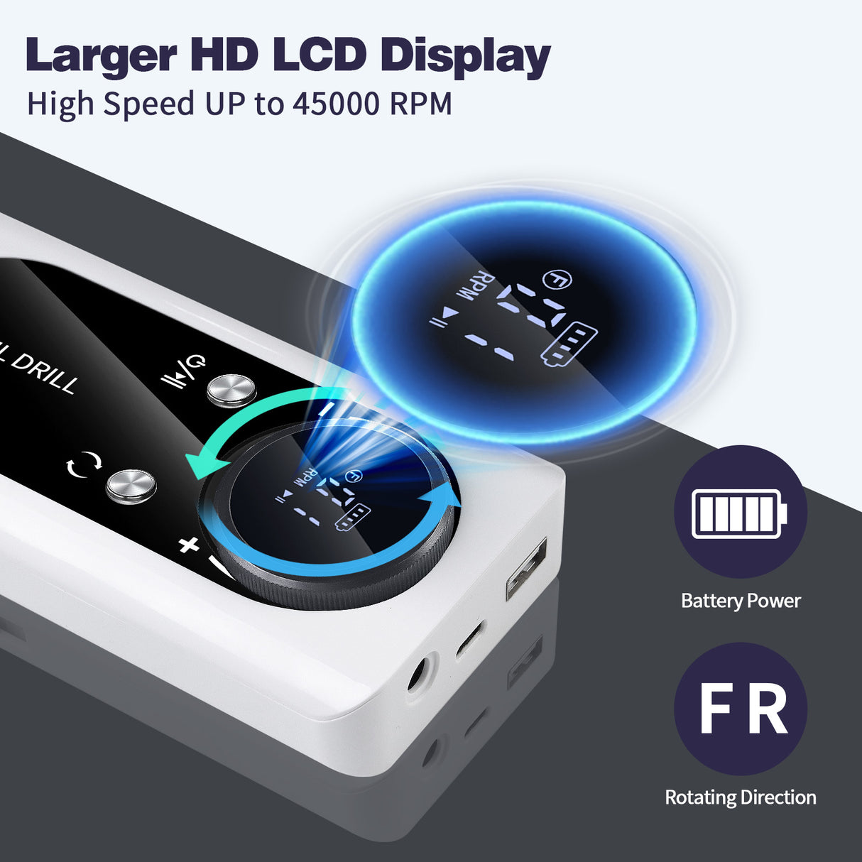 Professional Rechargeable Nail Drill, 45000RPM Portable Electric Nail File for Manicure & Pedicure