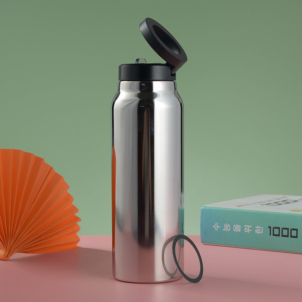 Stainless Steel Insulated Water Bottle with Integrated Magnetic Phone Stand
