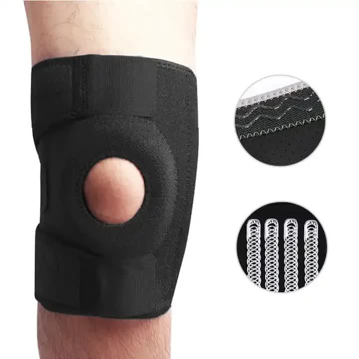 Adjustable Knee Brace Support with Dual Spring Stabilisers and Patella Gel Pad