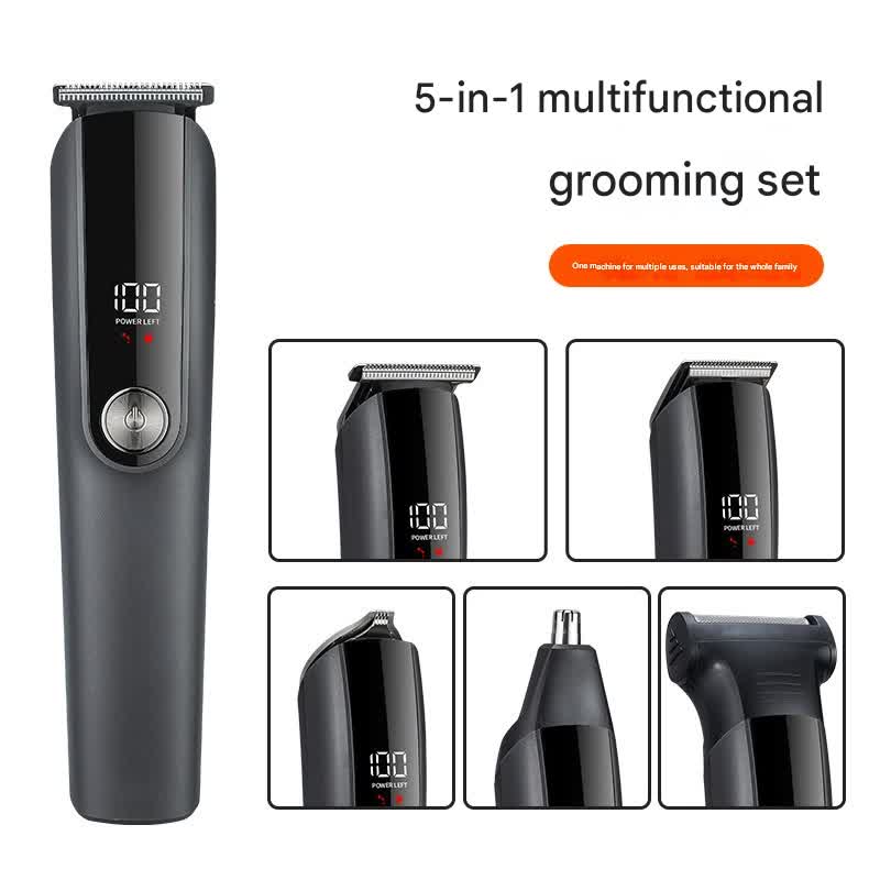 5-in-1 Professional Grooming Kit for Men, Cordless Hair Clipper and Beard Trimmer
