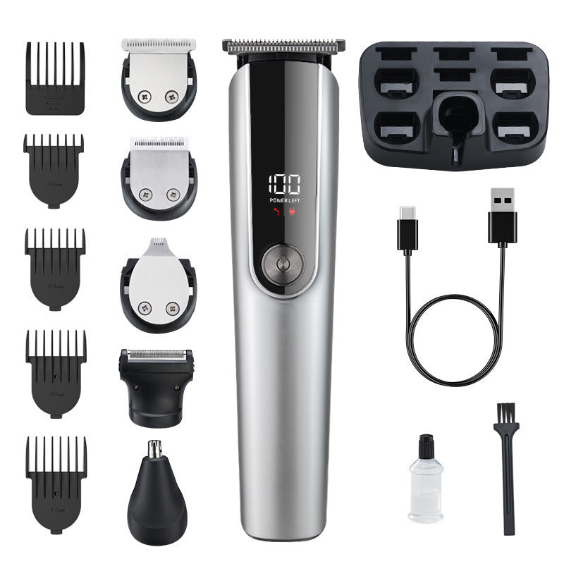 5-in-1 Professional Men's Grooming Kit - Cordless Hair Clipper, Beard Trimmer, Nose Trimmer & Shaver with LED Display