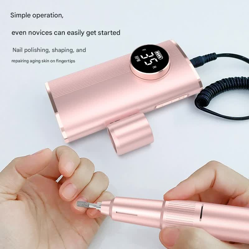 Professional Electric Nail Drill Machine Kit, 35000RPM Rechargeable with Power Bank Function