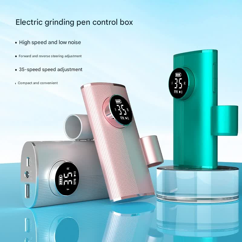 Professional Electric Nail Drill Machine Kit, 35000RPM Rechargeable with Power Bank Function