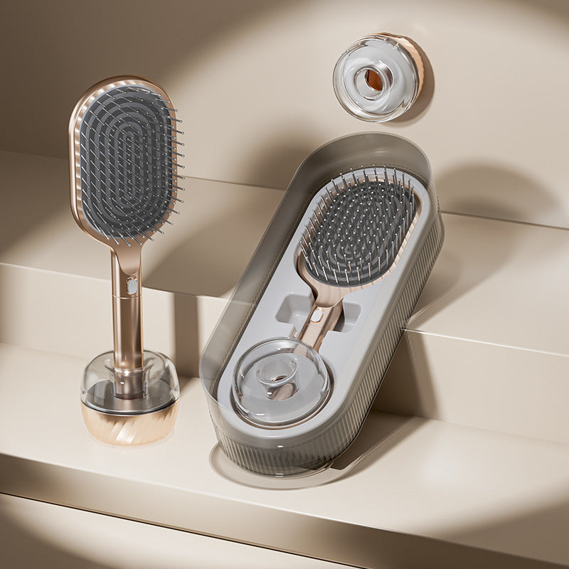 Premium Self-Cleaning Hair Brush Set with Stand - Anti-Static Detangling & Scalp Massage Paddle Brush