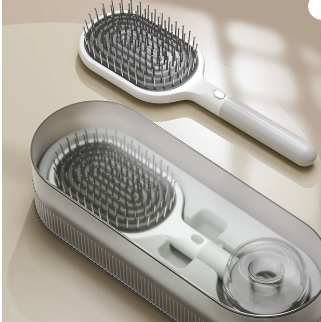 Premium Self-Cleaning Hair Brush Set with Stand - Anti-Static Detangling & Scalp Massage Paddle Brush